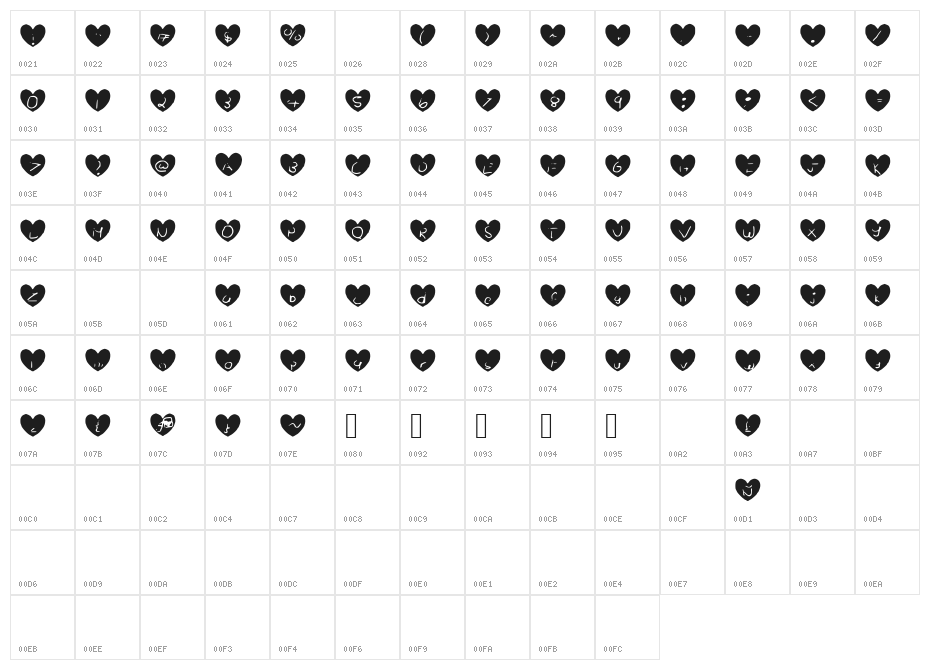 Hearty_Geelyn_Edits_Watercolor_Brush Character Map