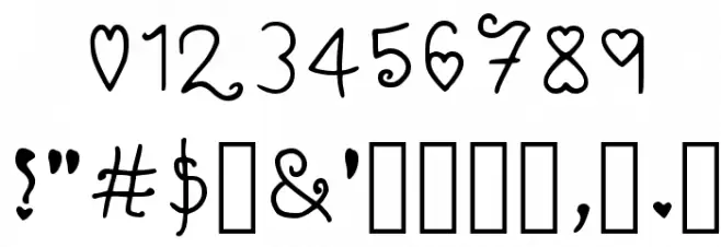 Heartz Regular Font OTHER CHARS