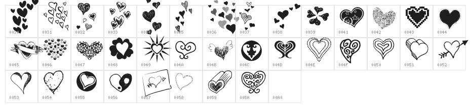 Heartz Character Map