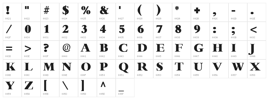 Heather Regular Character Map