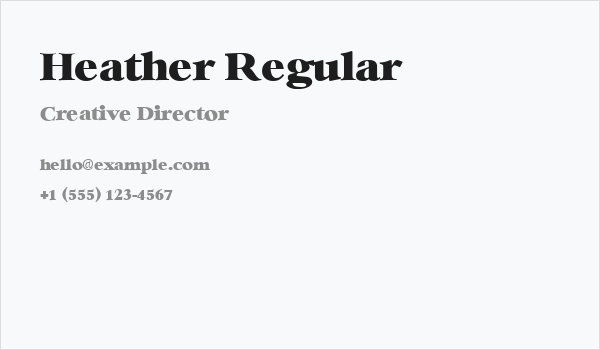 Heather Regular Business Card