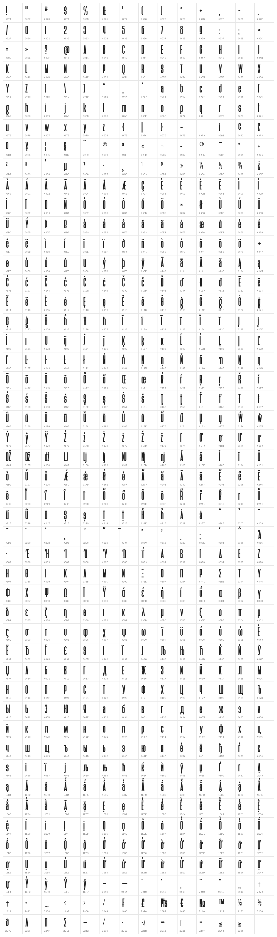 Heathergreen Character Map