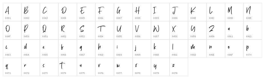 Heathers Free Regular Character Map
