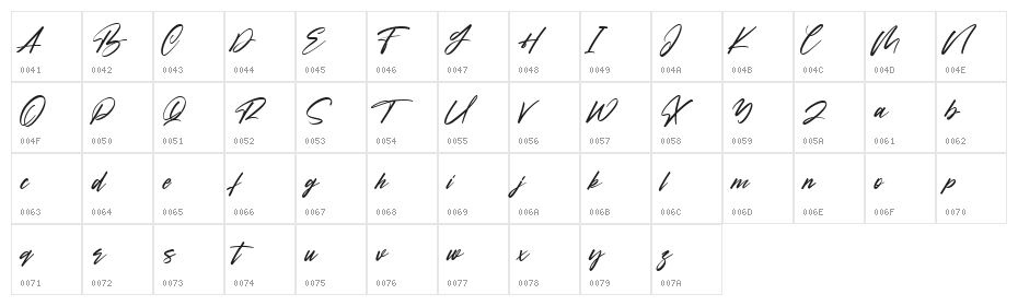 Heatwave Free Font Regular Character Map