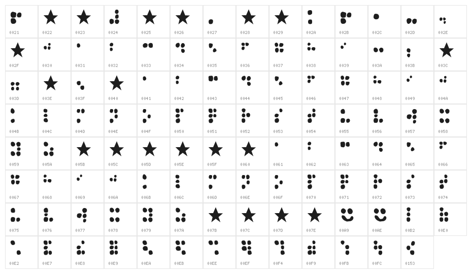 Heaven the Braille Character Map