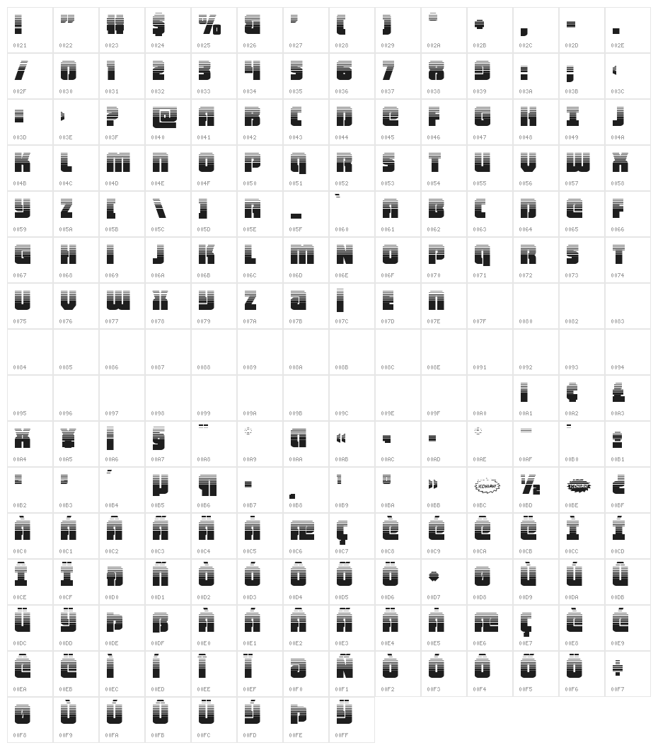 Heavy Falcon Halftone Character Map