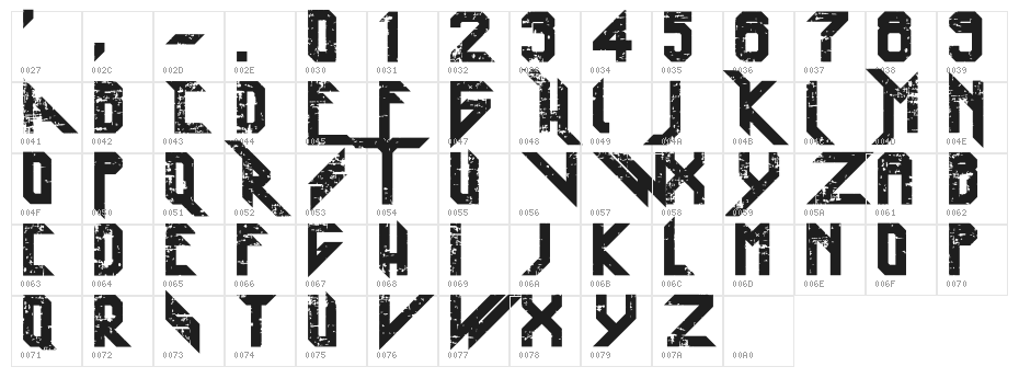 Heavy Metal Blight Character Map