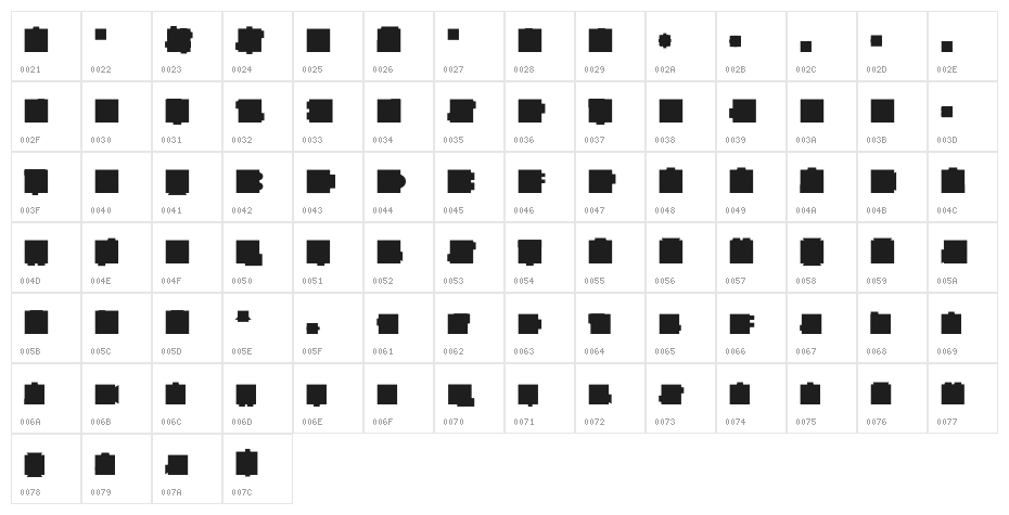 Heavy Square  Color Character Map