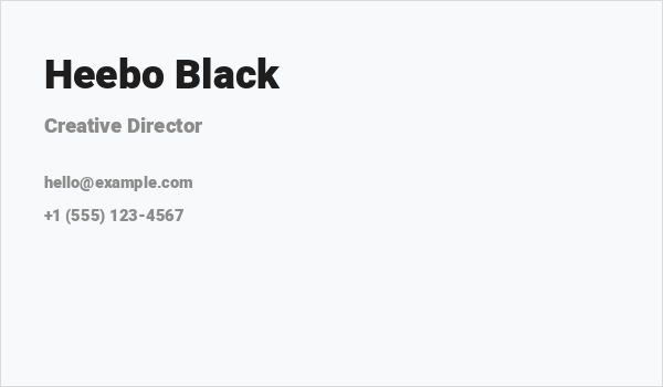 Heebo Black Business Card