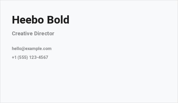 Heebo Bold Business Card