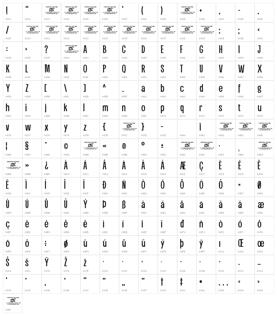 Hegaris Character Map