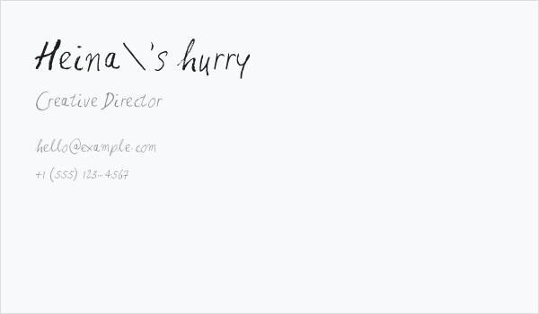 Heina's hurry Business Card