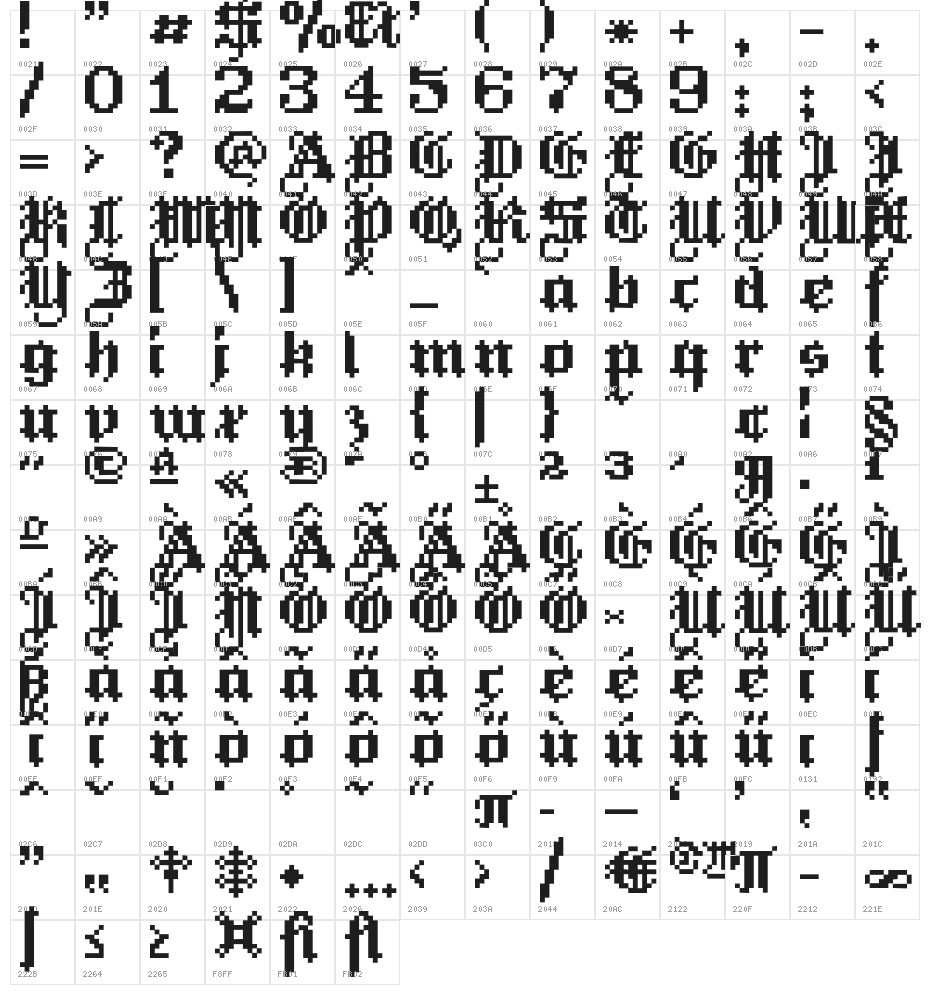 HeinzHeinrich-Regular Character Map
