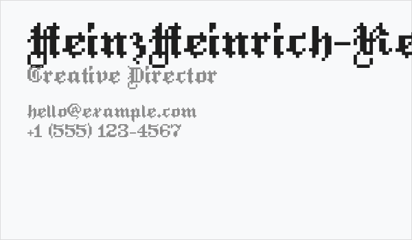 HeinzHeinrich-Regular Business Card