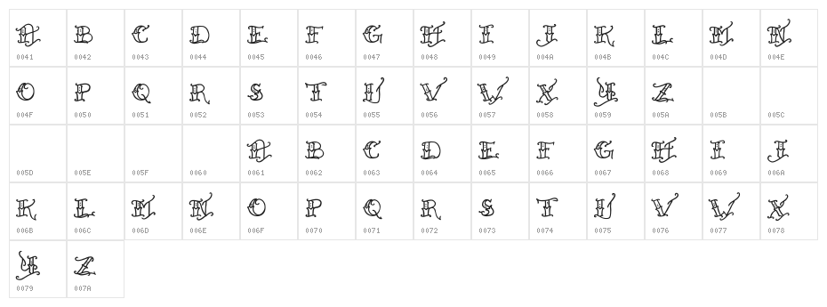 Held x Fast Regular Character Map