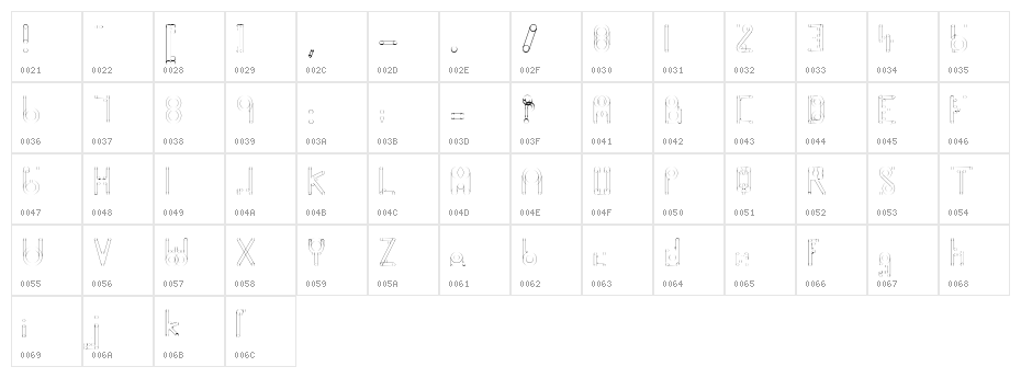 HelenBrown Outline Character Map
