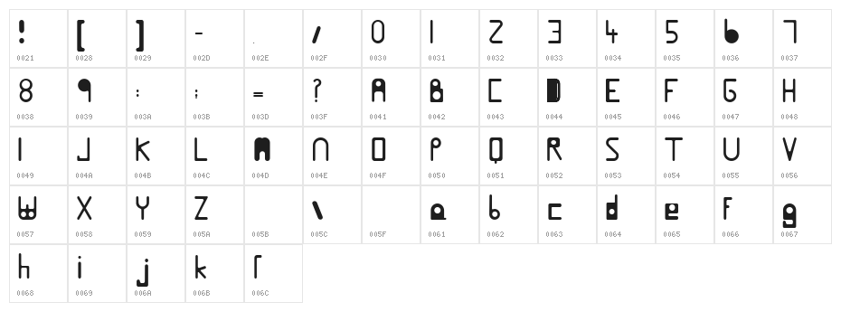 HelenBrownSolid Character Map