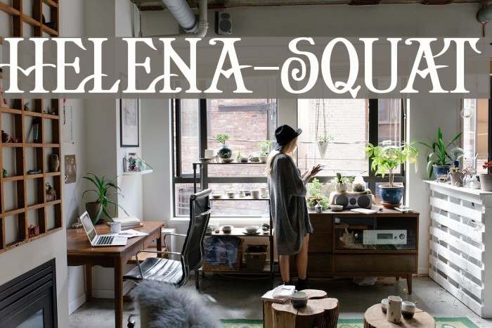 Helena-Squat Font examples