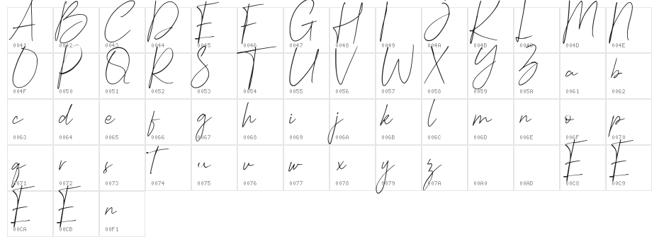 Heleny Free Regular Character Map