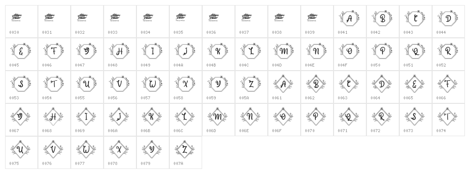 Heleny Monogram Regular Character Map