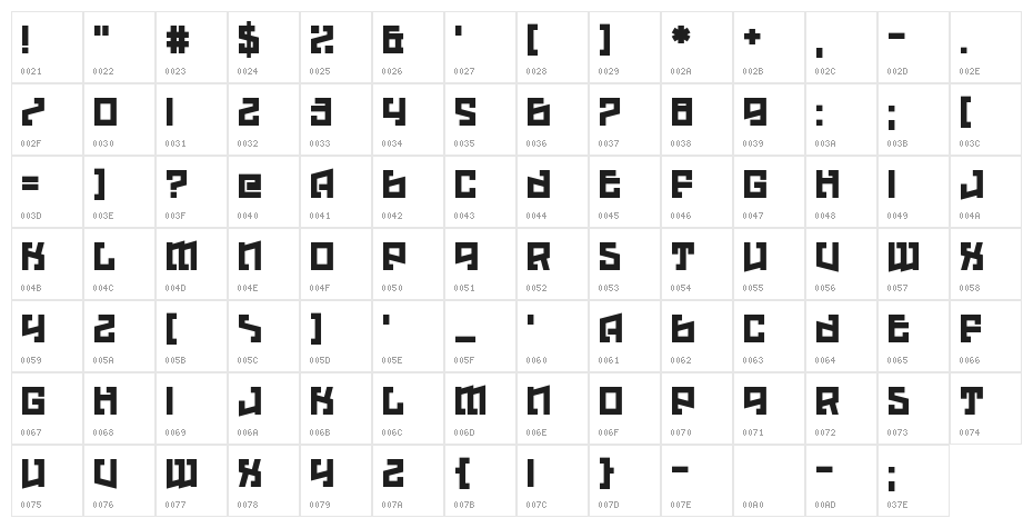 Hell Underwater Character Map