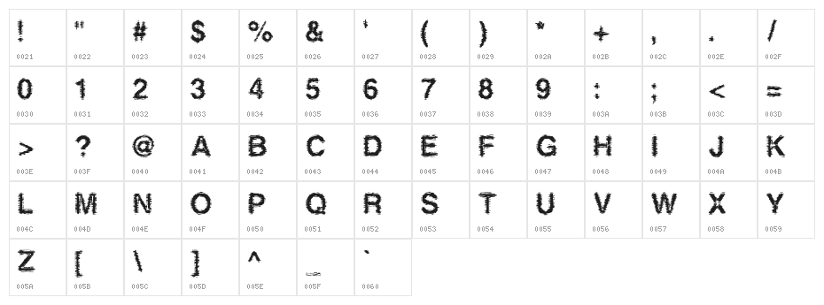 Hellbetika Bold Character Map