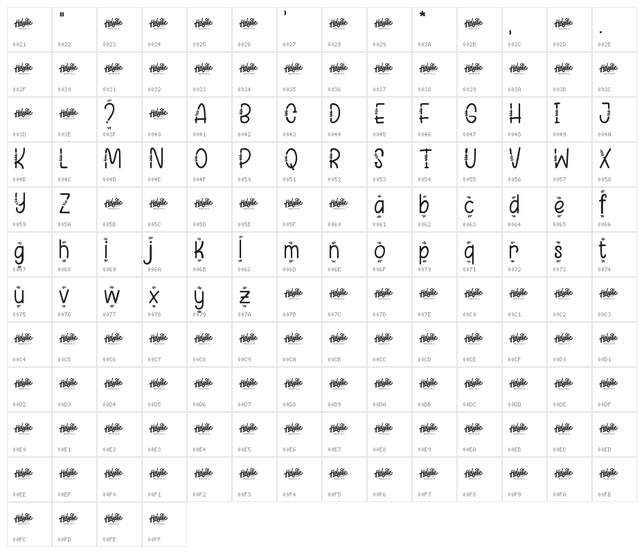 Hellia Agera Alternate Character Map