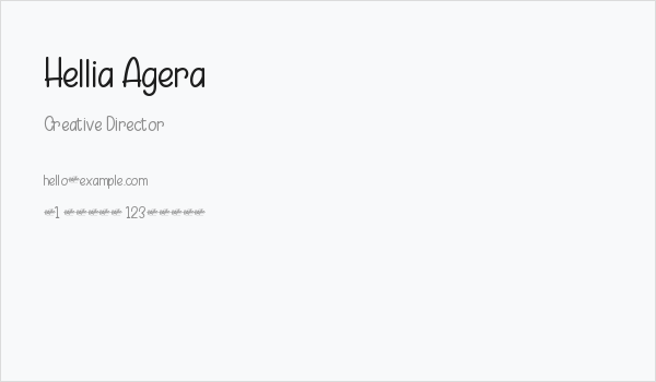 Hellia Agera Business Card