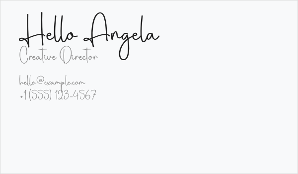 Hello Angela Business Card