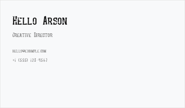 Hello Arson Business Card