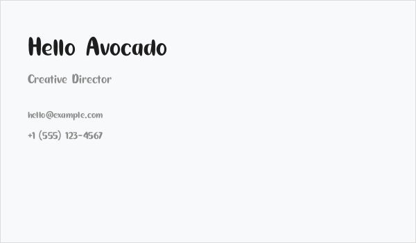Hello Avocado Business Card
