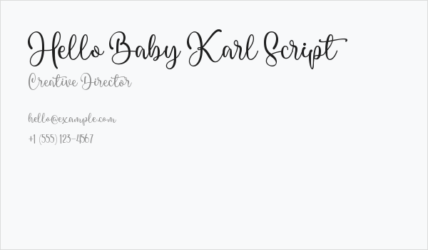 Hello Baby Karl Script Business Card