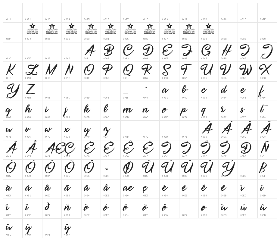 Hello Beauty Personal Use  Character Map