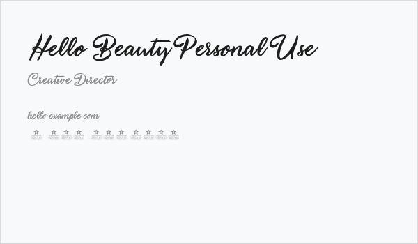 Hello Beauty Personal Use  Business Card