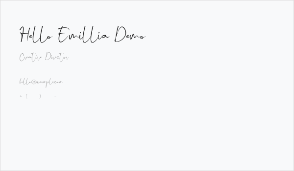Hello Emillia Demo Business Card