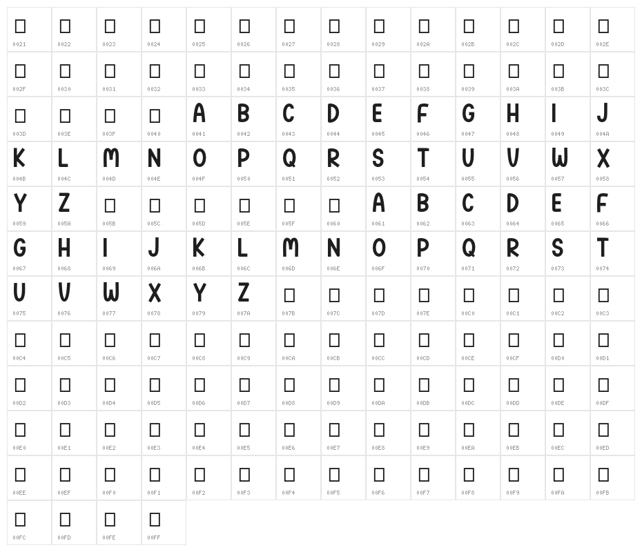 Hello Farmhouse Sans Character Map