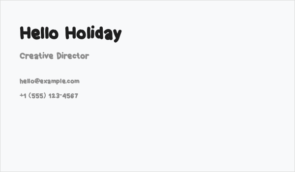 Hello Holiday Business Card
