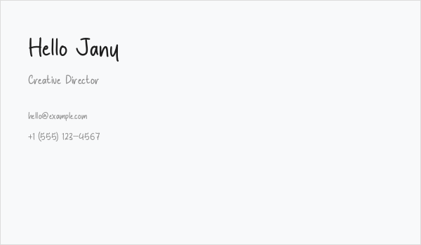 Hello Jany Business Card