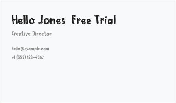Hello Jones  Free Trial Business Card