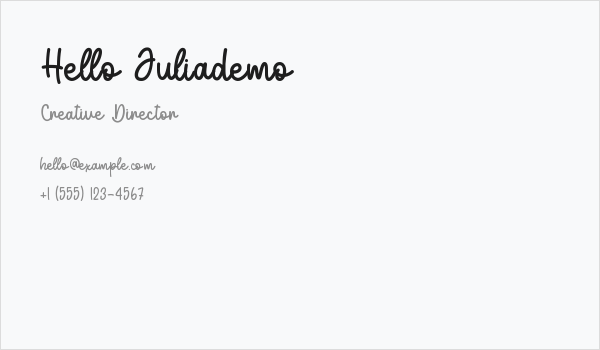 Hello Juliademo Business Card