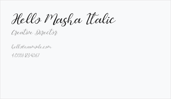 Hello Masha Italic Business Card