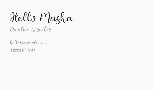 Hello Masha Business Card