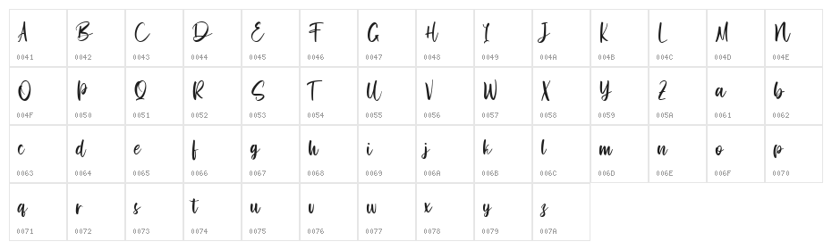 Hello Miassond Free Regular Character Map