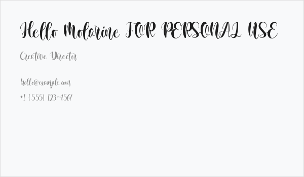 Hello Molarine FOR PERSONAL USE Business Card