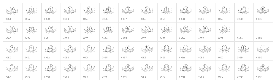 Hello Monogram Character Map