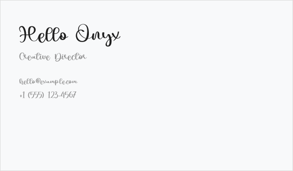Hello Onyx Business Card
