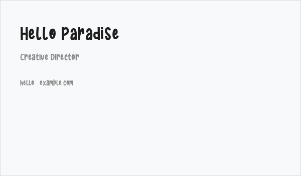 Hello Paradise Business Card