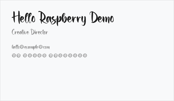 Hello Raspberry Demo Business Card