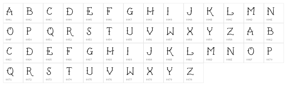 Hello Sailor Regular Character Map