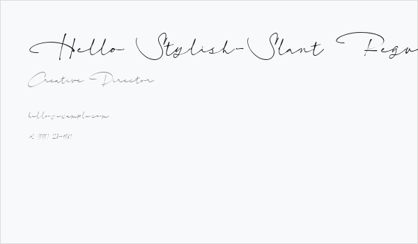 Hello Stylish-Slant Regular Business Card